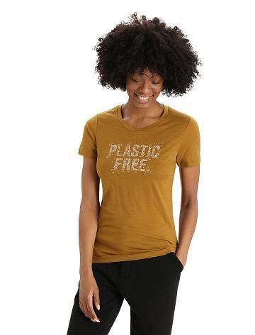 Women's Icebreaker Merino Tech Lite II Short Sleeve Plastic Free T Shirts Clove | CA 1346CTVE